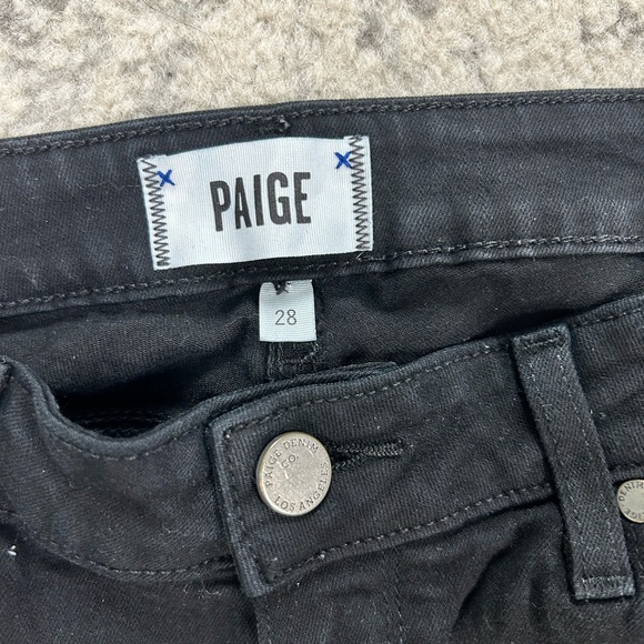 PAIGE Verdugo Ankle Ultra Skinny Mid Rise Destructed Jean Black Twilight Size 28 - Picture 4 of 9
